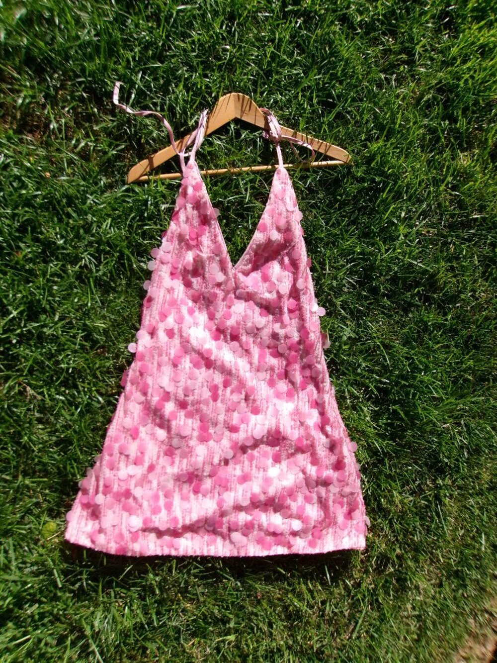 Halter Pink Sequin Mini Dress